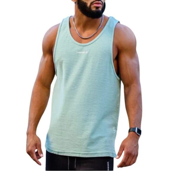 YoungLA M Mens 325 Marine Slub Tank Mint Wash Breathable Workout Gym - Picture 1 of 10